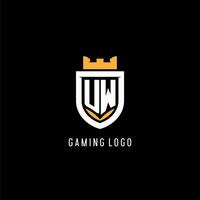 Initiale uw Logo mit Schild, Esport Spielen Logo Monogramm Stil vektor