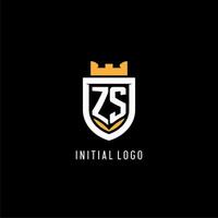 Initiale zs Logo mit Schild, Esport Spielen Logo Monogramm Stil vektor