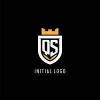 första qs logotyp med skydda, esport gaming logotyp monogram stil vektor