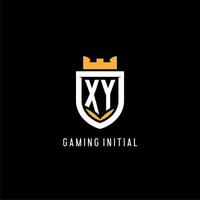 första xy logotyp med skydda, esport gaming logotyp monogram stil vektor