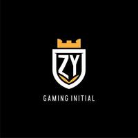 första zy logotyp med skydda, esport gaming logotyp monogram stil vektor