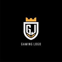 Initiale gj Logo mit Schild, Esport Spielen Logo Monogramm Stil vektor