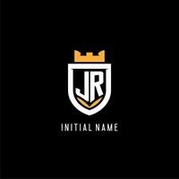 Initiale jr Logo mit Schild, Esport Spielen Logo Monogramm Stil vektor