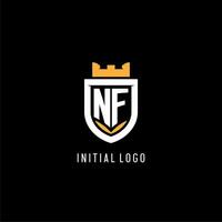 Initiale nf Logo mit Schild, Esport Spielen Logo Monogramm Stil vektor