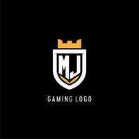 Initiale mj Logo mit Schild, Esport Spielen Logo Monogramm Stil vektor