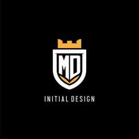 Initiale md Logo mit Schild, Esport Spielen Logo Monogramm Stil vektor