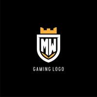 Initiale mw Logo mit Schild, Esport Spielen Logo Monogramm Stil vektor