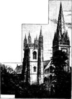 llandaff katedral, de sittplats av de anglican biskop, årgång gravyr. vektor