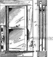 Flügel Fenster nach außen mögen ein Tür Jahrgang Gravur. vektor