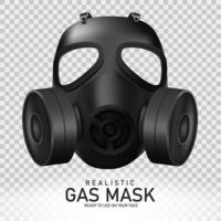 realistisk gasmask isolerad på transparent bakgrund, redo att använda på din ansiktsbild. vektor illustration