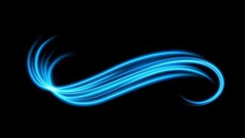 abstrakt blå vågig ljuslinje med svart bakgrund, isolerad och lätt att redigera. vektor illustration
