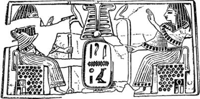 hieroglyphisch Panel mit ein Kartusche diese Bild, Jahrgang Gravur. vektor