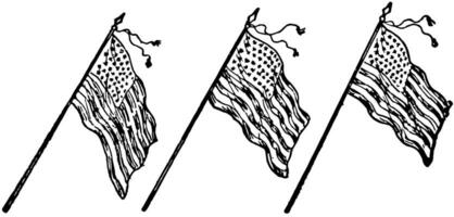 drei amerikanisch Flaggen, Jahrgang Illustration vektor