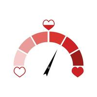 kärlek indikator med röd hjärta isolerat på vit. vektor indikator symbol, kärlek nivå ange illustration