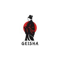 japanisch Geisha Mädchen Maskottchen Logo Design Vorlage Vektor Symbol Illustration. Geisha Frauen Japan Symbol