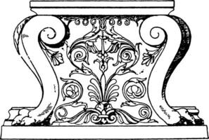Antiquität Tabelle Unterstützung Trapezophoron, liegend Löwe, Jahrgang Gravur. vektor
