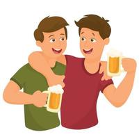 Freunde, die zusammen Spaß haben, kaltes Bier trinken vektor
