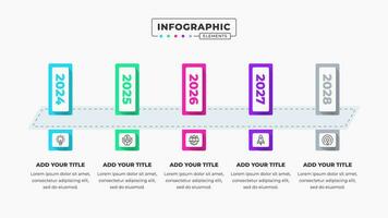 Vektor Geschäft Zeitleiste Infografik Präsentation Vorlage mit 5 Schritte oder Optionen