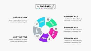 vektor cirkel tidslinje företag infographic presentation mall med 5 steg eller alternativ