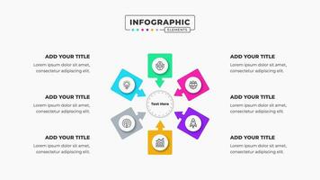 vektor företag cirkel infographic presentation element med 6 steg eller alternativ