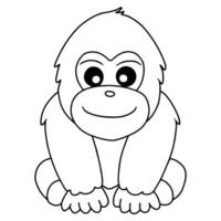 söt gorilla i tecknad serie stil. vild safari afrikansk djur för ungar, översikt barn ClipArt, färg sida vektor illustration