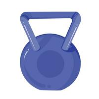 Blau farbig Kettlebell Fitnessstudio Arbeit aus Ausrüstung Vektor Illustration isoliert auf Platz Weiß Hintergrund. Gewicht Heben Übung Objekt Ausrüstung mit einfach eben Karikatur Kunst gestylt Zeichnung.