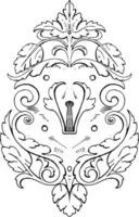 Schmiedeeisen Wappen Riemenarbeit Tablette war von Deutsche Ursprung von das 16 .. Jahrhundert, Jahrgang Gravur. vektor