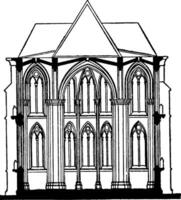 fan-tracery av kloster av gloucester katedral, katedral kyrka av st. peter, årgång gravyr. vektor