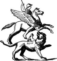 bellerophon, pegasus, och de chimär årgång illustration. vektor