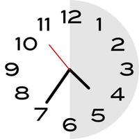 25 minuter till 05:00 analog klockikon vektor