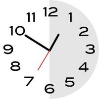 10 Minuten bis 1 Uhr Analoguhrsymbol vektor