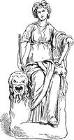 Statue von Thalia, Muse von Komödie, Jahrgang Gravur vektor