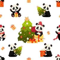 Weihnachten nahtlose Muster mit Panda. Vektor-Illustration vektor