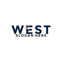 Westen Brief Logo mit Pfeil, Kompass Logo Design Vektor Vorlage