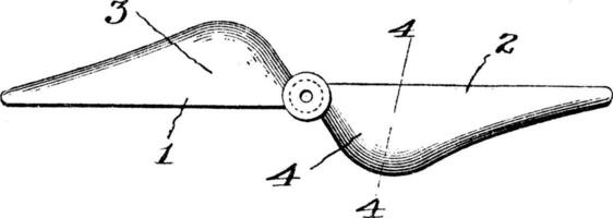 Dual Flügel Antenne Propeller, Jahrgang Illustration. vektor