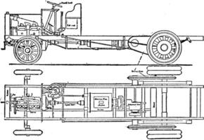 sex ton vagn chassi, årgång illustration. vektor