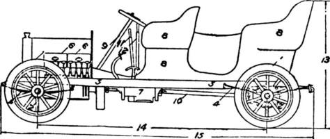 Seite Elevation von Motor- Auto, Jahrgang Illustration. vektor