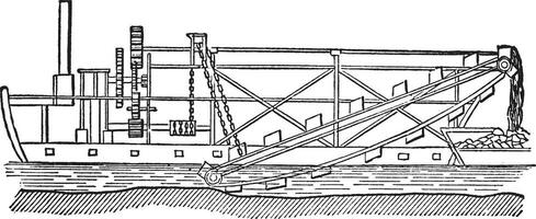 Ausbaggern Schiff, Jahrgang Illustration. vektor