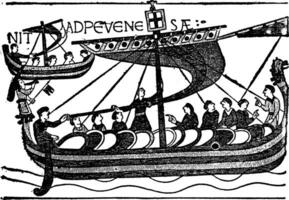 en fartyg av hertig william flotta, årgång illustration. vektor