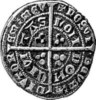 omvänd sida av groat av Edward iii, årgång illustration. vektor