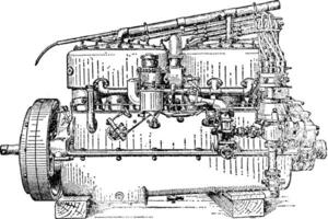 Vergaser Seite Aussicht von sechs Zylinder Rollen royce Motor, Jahrgang Illustration. vektor