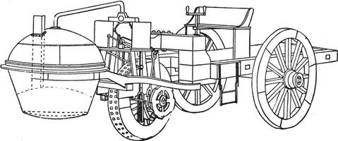 Dampfwagen, Vintage Illustration. vektor