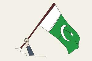 Farbe Illustration von ein Hand winken das pakistanisch Flagge vektor