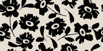Blume nahtlos Hintergrund. minimalistisch abstrakt Blumen- Muster. modern drucken im schwarz und Weiß Hintergrund. Ideal zum Textil- Design, Hintergrund, Abdeckungen, Karten, Einladungen und Plakate. vektor