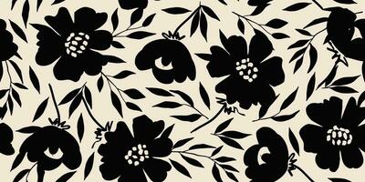 Blume nahtlos Hintergrund. minimalistisch abstrakt Blumen- Muster. modern drucken im schwarz und Weiß Hintergrund. Ideal zum Textil- Design, Hintergrund, Abdeckungen, Karten, Einladungen und Plakate. vektor