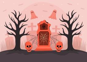 Hand gezeichneter flacher Halloween-Hintergrund, Vektorillustration vektor