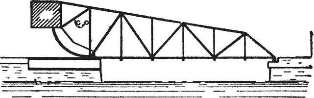 bro scherzer enda blad bascule bro, årgång illustration. vektor