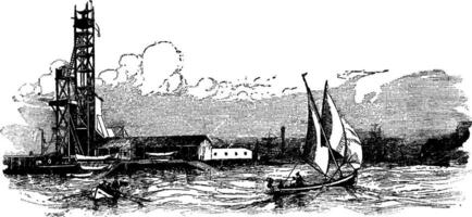 hamn eads, årgång illustration. vektor