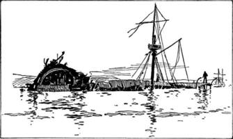 Wrack von das Maine im Havanna Hafen, Jahrgang Illustration. vektor