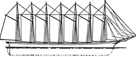 Vordergrund und achtern, Jahrgang Illustration. vektor